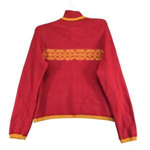 Alpaca 111 Women's Pullover Turtleneck Sweater Red Large Fair Isle Baby Alpaca